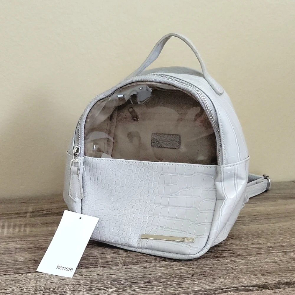 Kensie Gray Snakeskin Mini Backpack